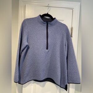 J.Jill Size M Blue Quarter Zip Pullover Quilted Lined Cotton Blend Sweatshirt